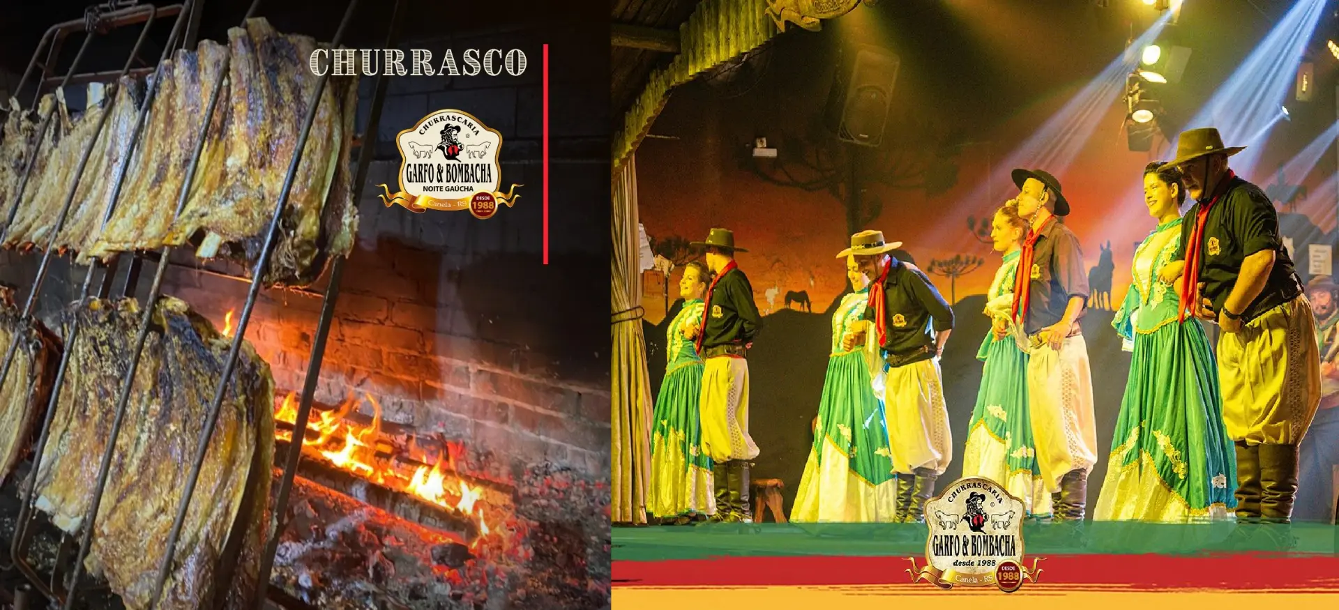 Churrasco na brasa e show de danças típicas na Noite Gaúcha em Canela