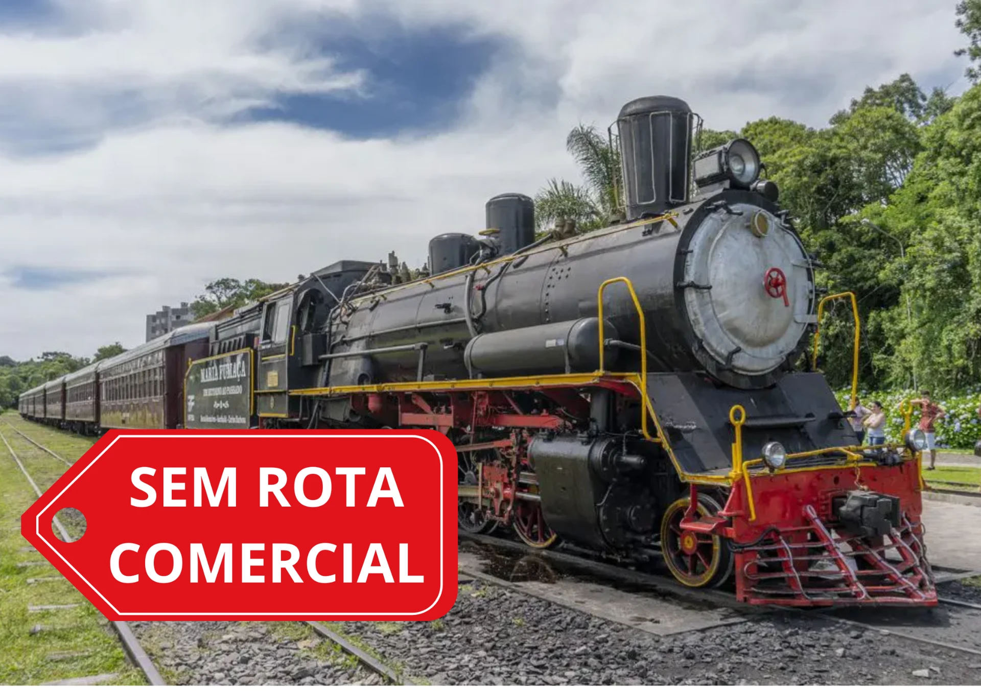 Locomotiva Maria Fumaça com selo Sem Rota Comercial no Vale dos Vinhedos